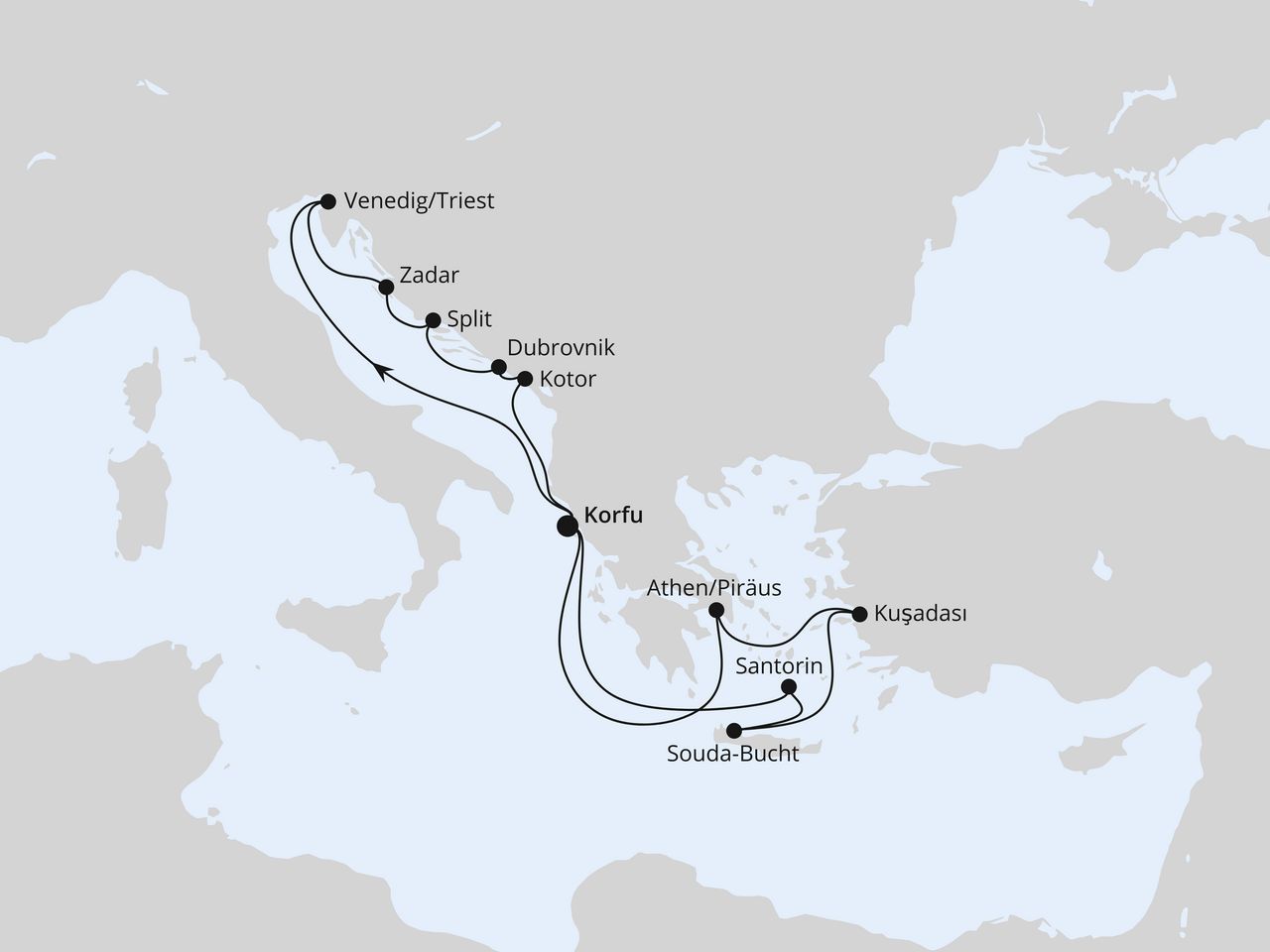 Übersicht der Reiseroute